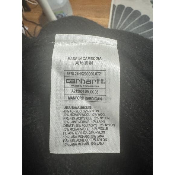 CARHARTT Work In Progress Manford Cardigan in Black Sz Small - Picture 8 of 8